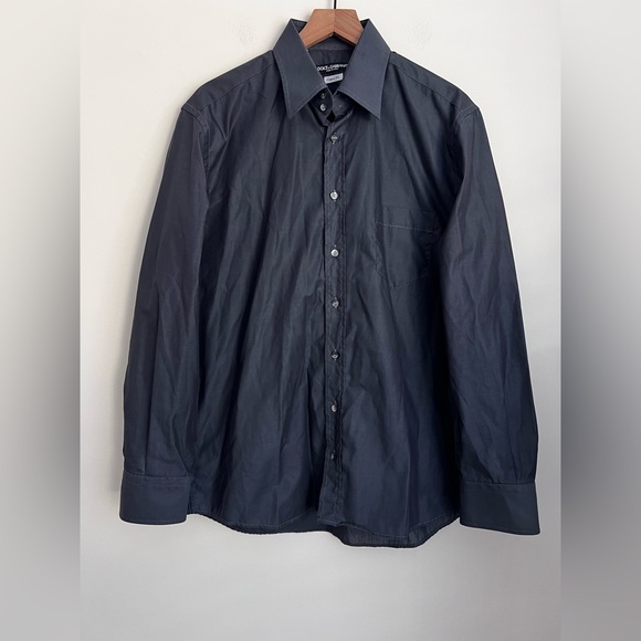 Dolce & Gabbana Classic Fit Button Up Shirt dark Grey long sleeve 16/41